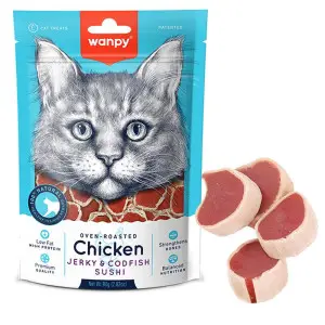 Wanpy Chicken Jerky & Codfish Sushi ВАНПІ СУШІ З КУРКОЮ ТА ТРІСКОЮ ласощі для котів , 0.08 кг.