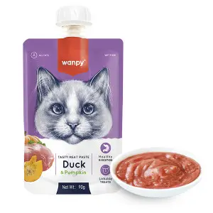 Wanpy Duck & Pumkin ВАНПІ КРЕМ-ПЮРЕ КАЧКА З ГАРБУЗОМ рідкий корм для котів 90г