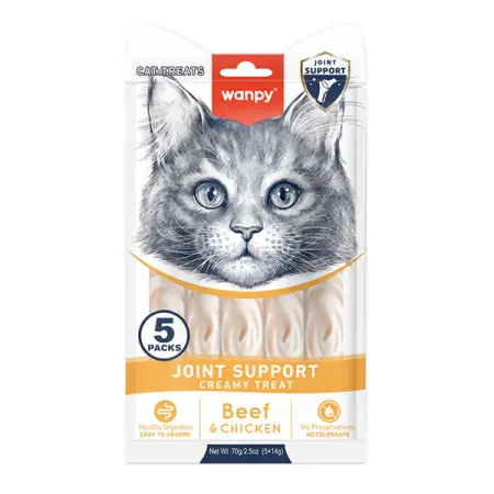 Wanpy Functional Creamy Lickable Treat Joint Support ВАНПІ ДЛЯ СУГЛОБІВ функціональні рідкі ласощі для котів 5х14г