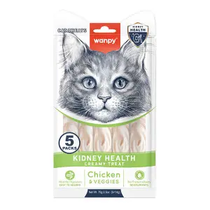 Wanpy Functional Creamy Lickable Treat Kidney Health ВАНПІ ЗДОРОВ’Я НИРОК функціональні рідкі ласощі для котів із нирковою недостатністю 5х14г