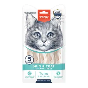 Wanpy Functional Creamy Lickable Treat Skin&Coat ВАНПІ ШКІРА Й ШЕРСТЬ функціональні рідкі ласощі для котів 5х14г