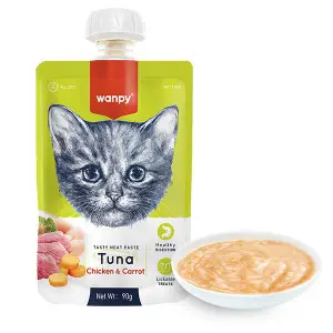 Wanpy Tuna Chicken & Carrot ВАНПІ КРЕМ-ПЮРЕ ТУНЕЦЬ І КУРКА З МОРКВОЮ рідкий корм для котів 90г