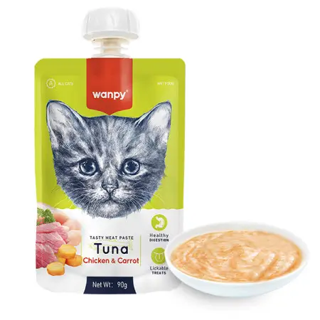 Wanpy Tuna Chicken & Carrot ВАНПІ КРЕМ-ПЮРЕ ТУНЕЦЬ І КУРКА З МОРКВОЮ рідкий корм для котів 90г