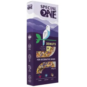 Ласощі для декоративних птахів Special One Пончики, барбарис, волошка, кокос, 60 г, 3 шт. (PR242516)