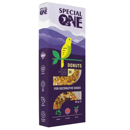 Ласощі для декоративних птахів Special One Пончики, ехінацея, виноград, 60 г, 3 шт. (PR242518)