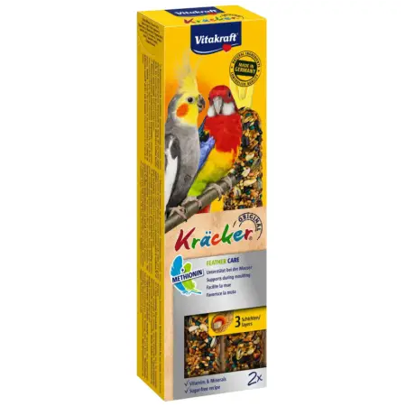 Ласощі для середніх папуг Vitakraft Kracker Original Feather Care в період линьки, 180 г (2 шт. по 90 г) (21294 Vitakraft)