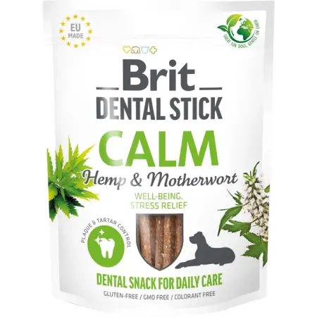Лакомства для собак Brit Dental Stick Calm успокаивающее, конопля и пустырник, 7 шт, 251 г