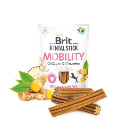 Лакомства для собак Brit Dental Stick Mobility для мобильности суставов, коллаген и куркума, 7 шт, 251 г