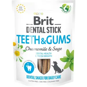 Лакомства для собак Brit Dental Stick Teeth & Gums здоровые десна и зубы, ромашка и шалфей, 7 шт, 251 г