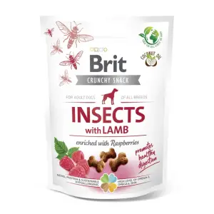 Беззерновые лакомства для собак Brit Care Dog Crunchy Cracker Insects насекомые, ягненок и малина, 200 г
