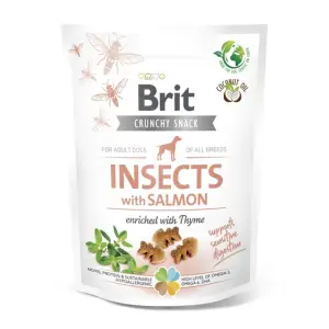 Беззерновые лакомства для собак Brit Care Dog Crunchy Cracker Insects with Salmon для чувствительного пищеварения, насекомых, лосось и чабрец, 200 г