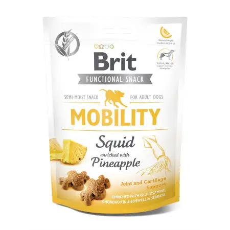 Функциональные лакомства Brit Care Mobility кальмар с ананасом для собак, 150г