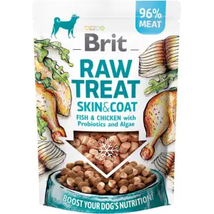 Лакомство для собак Brit Raw Treat freeze-dried Skin and Coat для кожи и шерсти, рыба и курица, 40 г