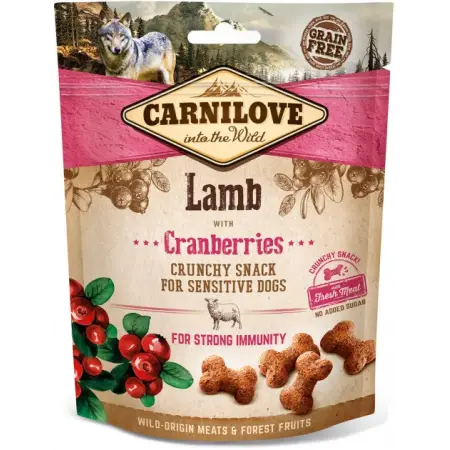 Ласощі Carnilove Dog Crunchy Snack для собак, ягня та журавлина, 200 г