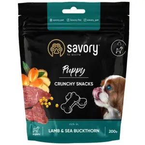 Хрусткі ласощі Savory для здорового росту цуценят, ягня та обліпиха, 200 г