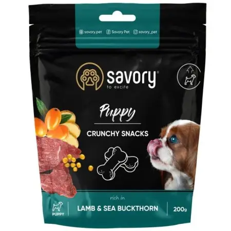 Хрусткі ласощі Savory для здорового росту цуценят, ягня та обліпиха, 200 г