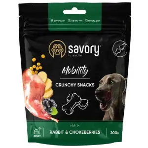 Хрусткі ласощі Savory для здоров'я кісток і суглобів собак, кролик та чорноплідна горобина, 200 г