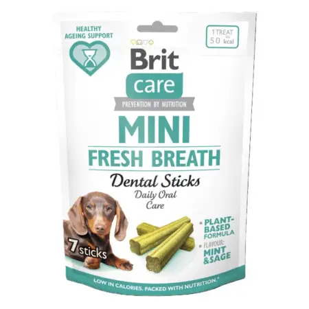 Ласощі Brit Care Mini Treats Fresh Breath для собак малих порід, для свіжого подиху й здоров’я зубів, 7 шт / 120 г