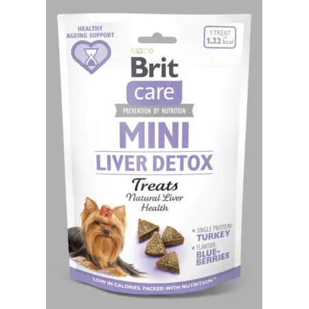 Ласощі Brit Care Mini Treats Liver Detox для собак малих порід, для детоксу печінки, з індичкою і смаком чорниці, 50 г