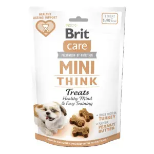 Ласощі Brit Care Mini Treats Think для собак малих порід, для підтримки розумових здібностей, з індичкою, смак арахісового масла, 50 г