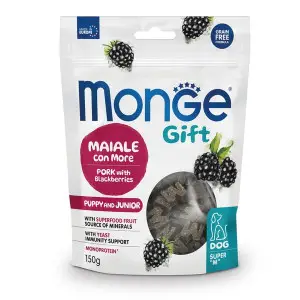 Ласощі для цуценят Monge Gift Dog Puppy and Junior Growth support свинина з ожиною 150 г