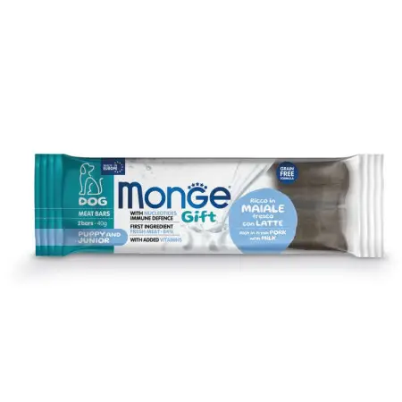 Ласощі для цуценят Monge Gift Dog Puppy and Junior свинина з молоком 40 г