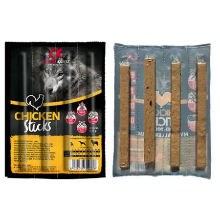 Ласощі для собак Alpha Spirit Sticks напіввологі беззернові палички з куркою 4 шт х10 г (as5104405)
