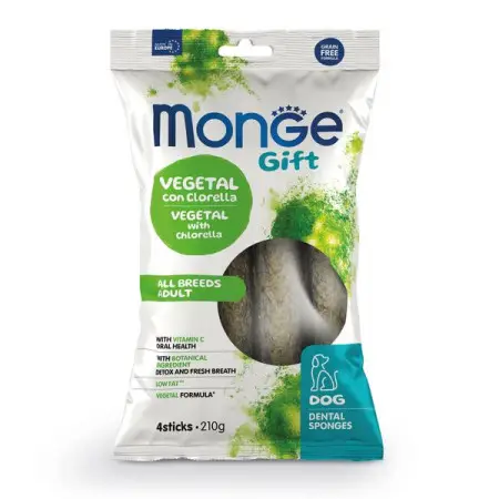 Ласощі для собак Monge Gift Dog Dental Star All breeds з хлорелою та перцевою м'ятою (веган) 210 г
