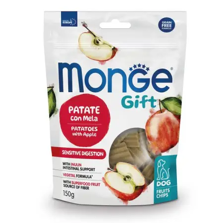 Ласощі для собак Monge Gift Dog Fruit Chips Sensitive digestion картопля з яблуком (веган) 150 г