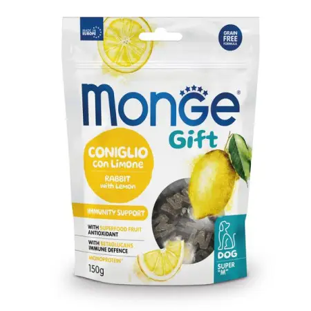Ласощі для собак Monge Gift Dog Immunity support кролик з лимоном 150 г