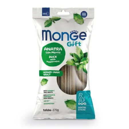 Ласощі для собак Monge Gift Dog Medium & Maxi качка з м'ятою 270 г