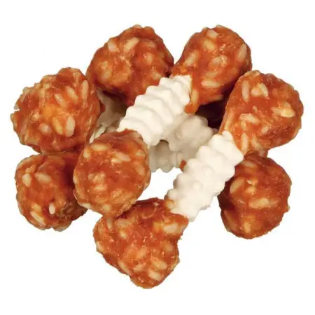 Ласощі Trixie Denta Fun Chewing Dumbbells для собак Гантель жувальна з куркою та рисом 100 г 6 шт