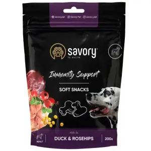 М'які ласощі Savory для зміцнення імунітету собак, качка та шипшина, 200 г