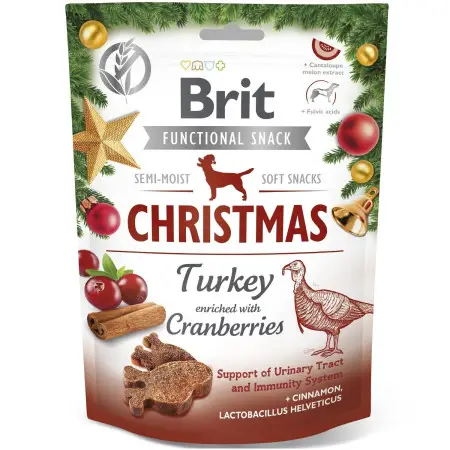 Рождественские Лакомства для собак Brit Care Dog Functional Snack Индюк и клюква 150 г