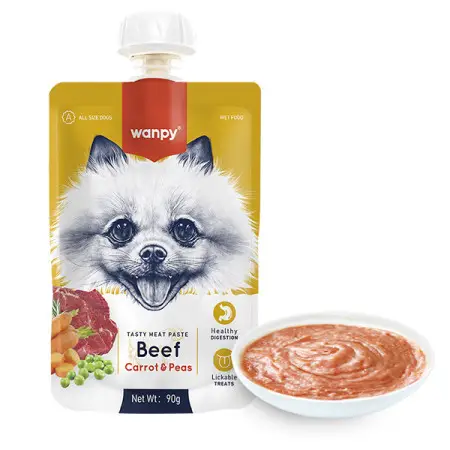 Wanpy Beef Carrot & Pea ВАНПИ КРЕМ-ПЮРЕ ГОВЯЖИНА С МОРКОВЬЮ жидкий корм для собак 90г