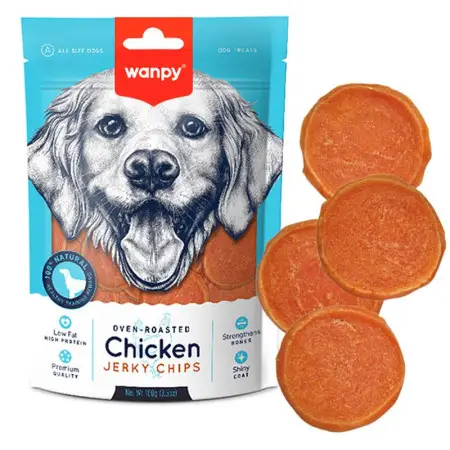Wanpy Chicken Jerky Chips ВАНПІ ЧІПСИ КУРЯЧІ В’ЯЛЕНІ ласощі для собак 100г
