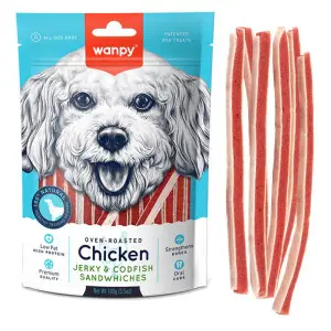 Wanpy Chicken Jerky & Codfish Sandwiches ВАНПІ СЕНДВІЧ КУРКА З ТРІСКОЮ ласощі для собак , 0.1 кг.