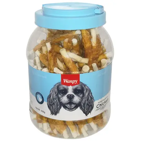 Wanpy Chicken Jerky & Rawhide Twists ВАНПИ ПАЛОЧКА С ВЯЛЕНЫМ КУРКОМ лакомство для собак 0.8 кг.