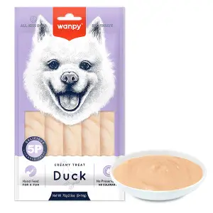 Wanpy Creamy Lickable Treat Duck ВАНПІ КАЧКА рідкі ласощі для собак , 0.07 кг., в пакунку 5 стіків по 14 г 