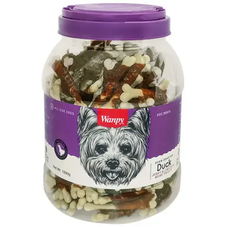 Wanpy Duck Jerky & Calcium Bone Twists ВАНПИІ КІСТКА З В’ЯЛЕНОЮ КАЧКОЮ ТА КАЛЬЦІЄМ ласощі для собак , 1.2 кг.