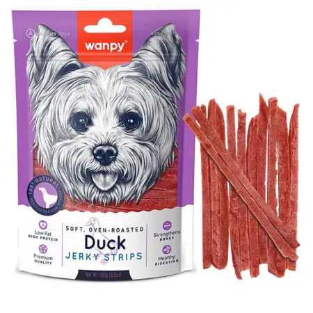 Wanpy Soft Duck Jerky Strips ВАНПІ ФІЛЕ КАЧКИ В’ЯЛЕНЕ СМУЖКИ ласощі для собак , 0.1 кг.
