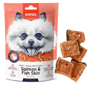 Wanpy Soft Salmon & Fish Skin Bites ВАНПІ М’ЯКІ ШМАТОЧКИ ЛОСОСЯ ласощі для собак 100г