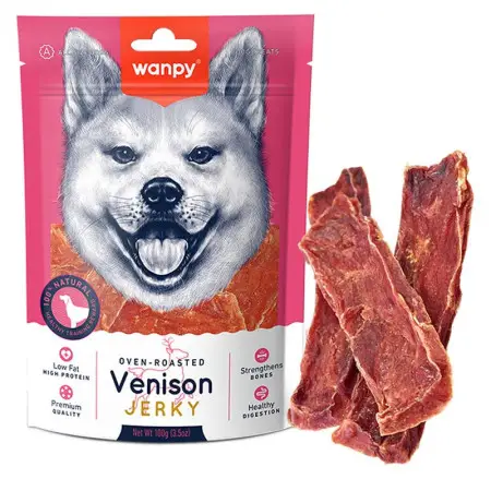 Wanpy Venison Jerky ВАНПІ В’ЯЛЕНА ОЛЕНИНА З КАЧКОЮ СЛАЙСИ лакомство для собак , 0.1 кг