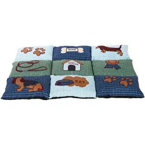 Матрац Trixie Patchwork для собак, з мікрофібри/поліестеру, з собачками, 80х55 см (блакитний/зелений)