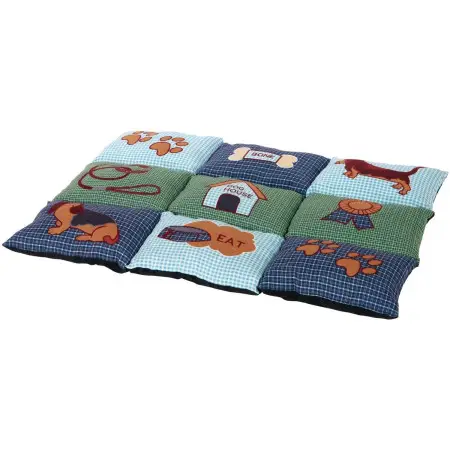 Матрац Trixie Patchwork для собак, з мікрофібри/поліестеру, з собачками, 80х55 см (блакитний/зелений)