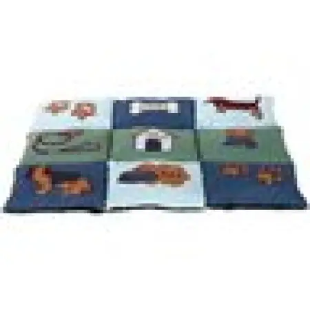 Матрац Trixie Patchwork для собак, з мікрофібри/поліестеру, з собачками, 80х55 см (блакитний/зелений)
