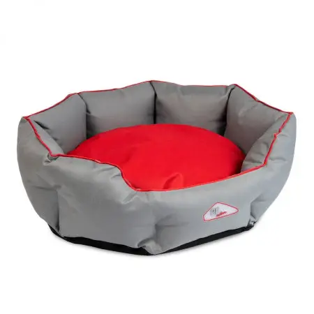 Лежак для собак та котів Pet Fashion Bosphorus 2, (82х65х18 см), сірий з червоним