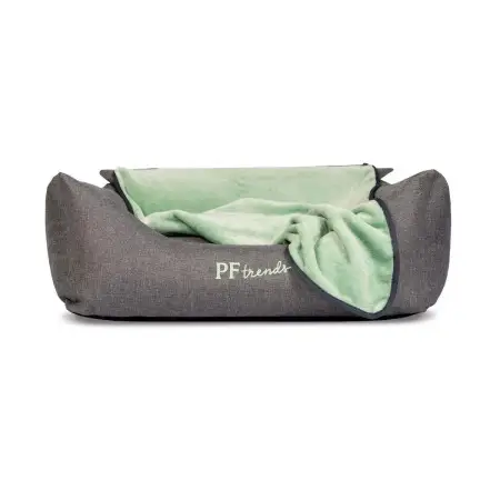 Лежак для собак та котів Pet Fashion Prime, (66x52x24 см), сірий із зеленим
