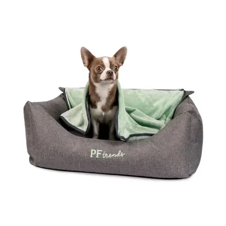 Лежак для собак та котів Pet Fashion Prime, (66x52x24 см), сірий із зеленим