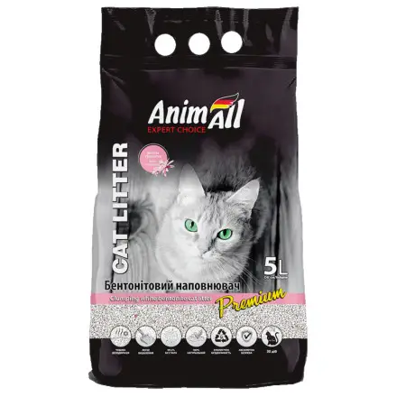 Бентонітовий наповнювач AnimAll (Анімалл) Premium Baby Powder з ароматом дитячої пудри, для котів, 5 л